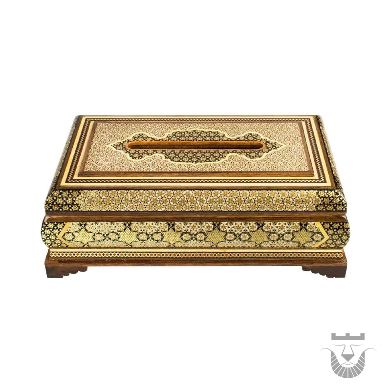 Persian Khatamkari Tissue Box: Exquisite Inlay Work