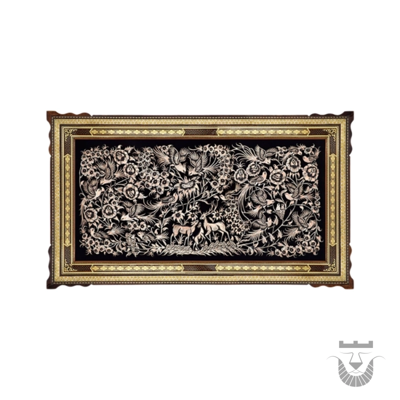 Persian Hand-Engraved Copper Wall Decor: Birds & Flowers