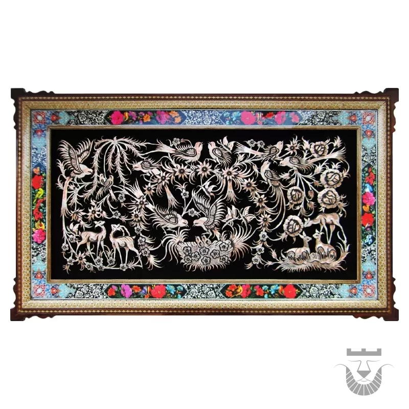 Persian Ghalamzani Wall Art: Floral & Bird Design