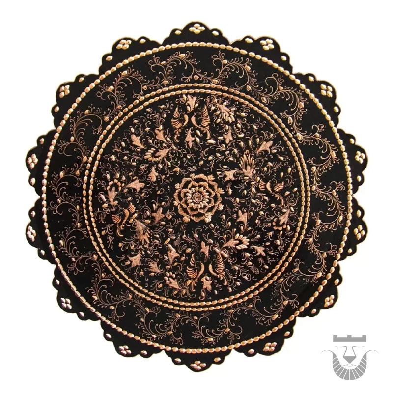 Persian Hammered Copper Plate: Floral and Bird Design