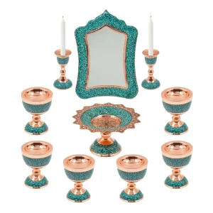 Persian Firoozeh Koobi 10-Piece Turquoise Haft Seen Set