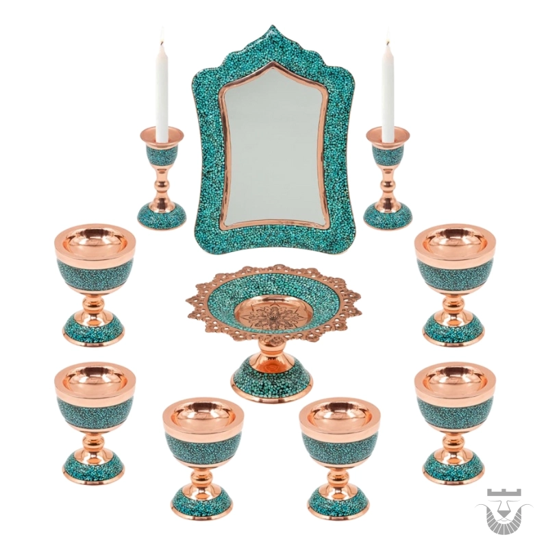 Persian Firoozeh Koobi 10-Piece Turquoise Haft Seen Set