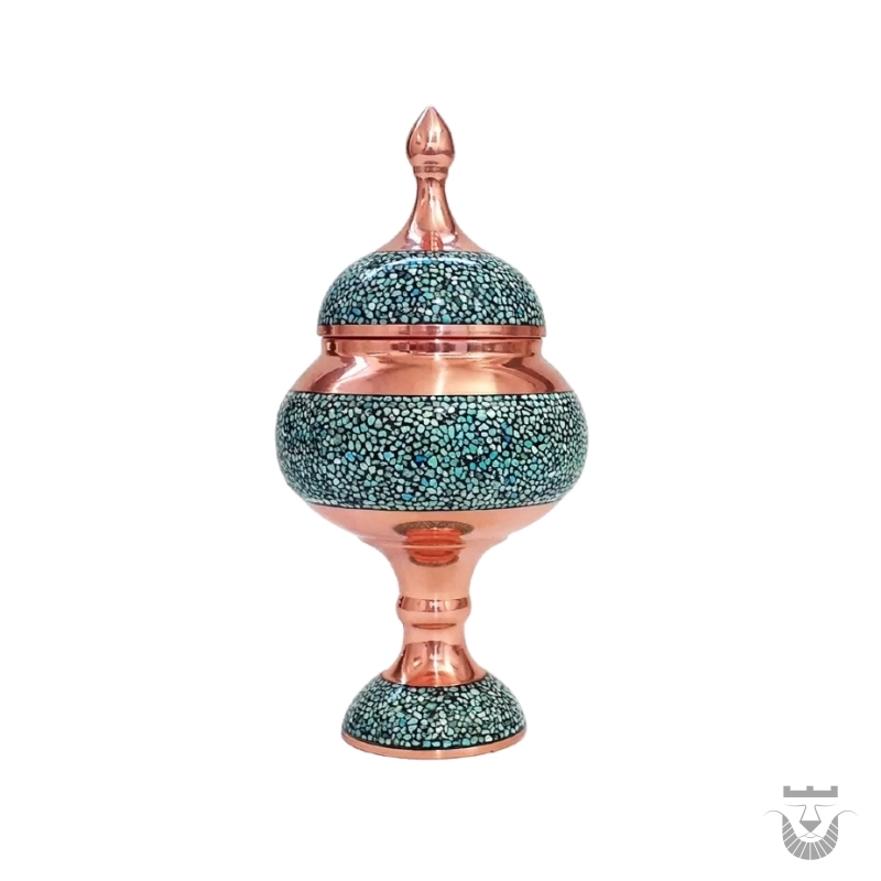 Persian Bonbon Dish: Turquoise-Inlaid