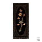 Persian Handcrafted Tableau: Turquoise Inlaid Copper Floral Art