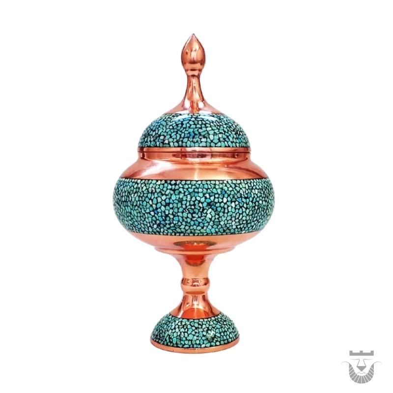 Beautiful Turquoise-Inlaid Persian Chocolate Dish