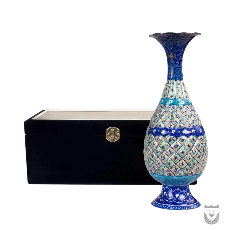 Handcrafted Persian Enameled Copper Vase