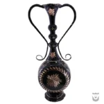 Elegant Persian Black Vase with Diamond-Cut Design