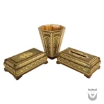 Persian Luxury Khatam Set: Wastebin, Tissue, & Cutlery