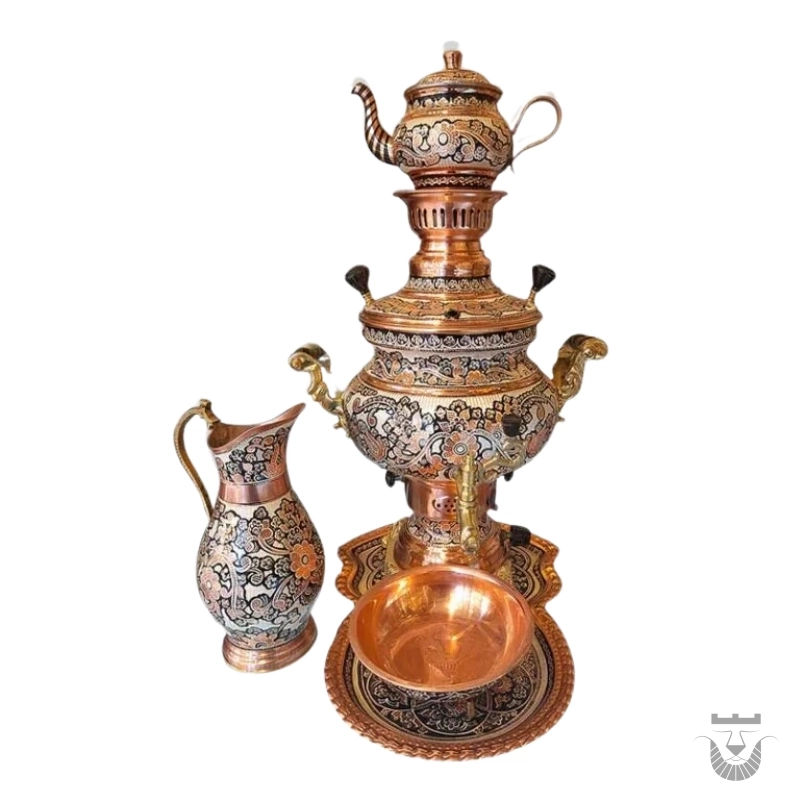 Gas-Powered Silver-Inlaid Samovar - 6-Liters