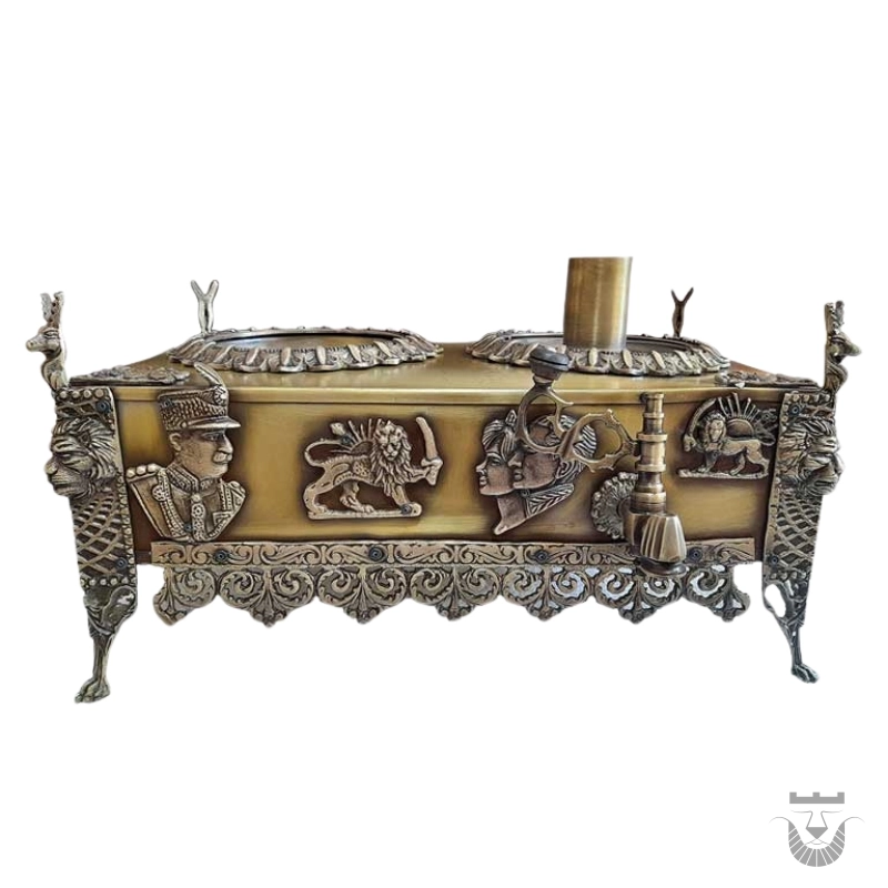 Authentic Zanjan Brass Samovar with Lion & Sun Design