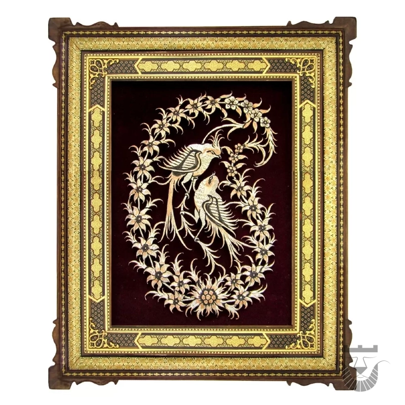 Hand-Engraved Persian Bote Jegheh with Khatam Frame
