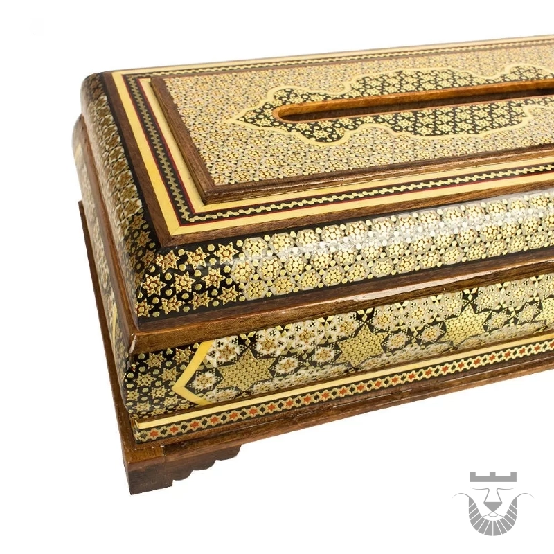 Persian Khatamkari Tissue Box: Exquisite Inlay Work