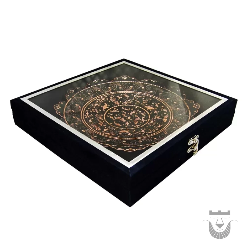 Persian Hammered Copper Plate: Floral and Bird Design