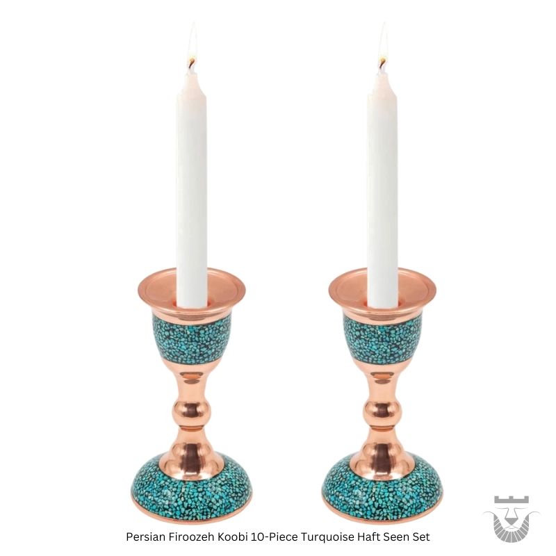 Persian Firoozeh Koobi 10-Piece Turquoise Haft Seen Set