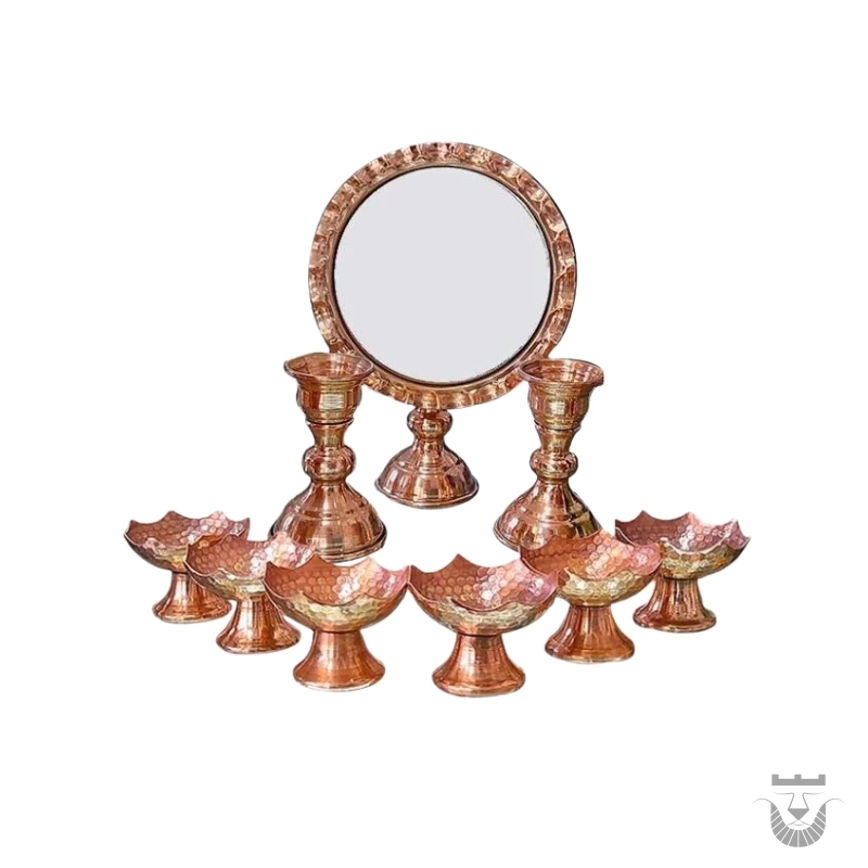 Iranian Haft Seen Set: Octagonal Copper Set