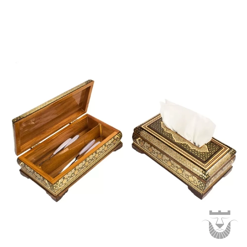 Unique Persian Home Decor: Khatamkari Cutlery & Tissue Box