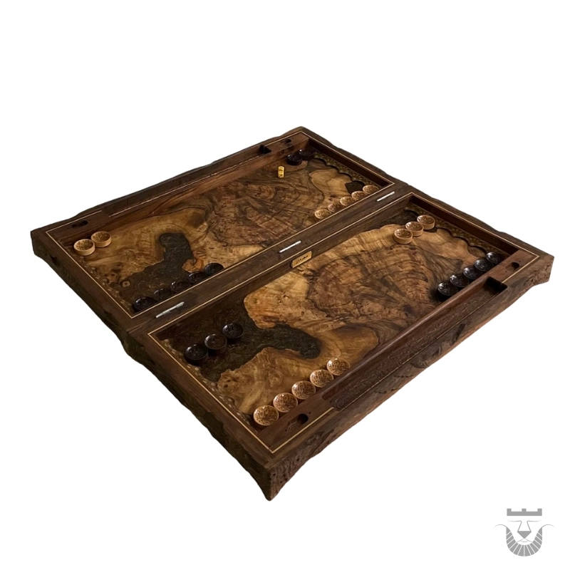 Handcrafted Wood Backgammon Set: Adam and Eve Design