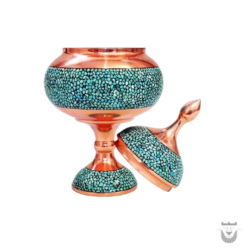 Beautiful Turquoise-Inlaid Persian Chocolate Dish