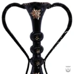 Elegant Persian Black Vase with Diamond-Cut Design