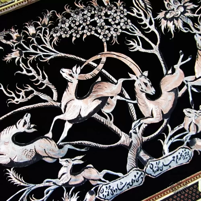 Persian Ghalamzani Wall Art: Floral & Bird Design