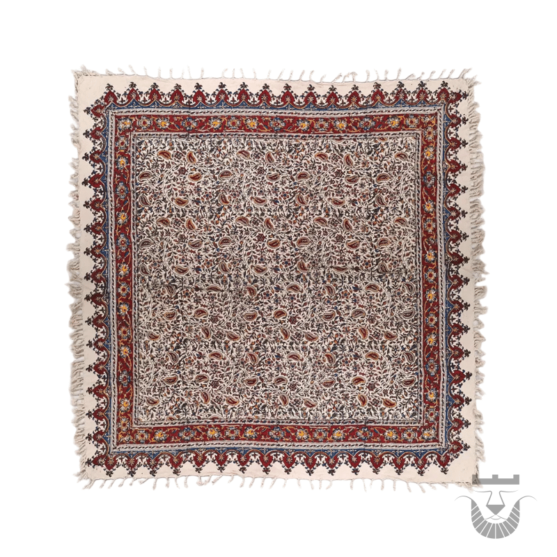 Persian Hand Block Printed Tablecloth: Traditional Kalamkari from Isfahan