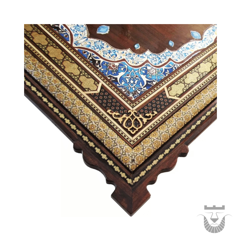 Persian Drops Khatamkari Clock with Floral, Bird, and Tezhib Design