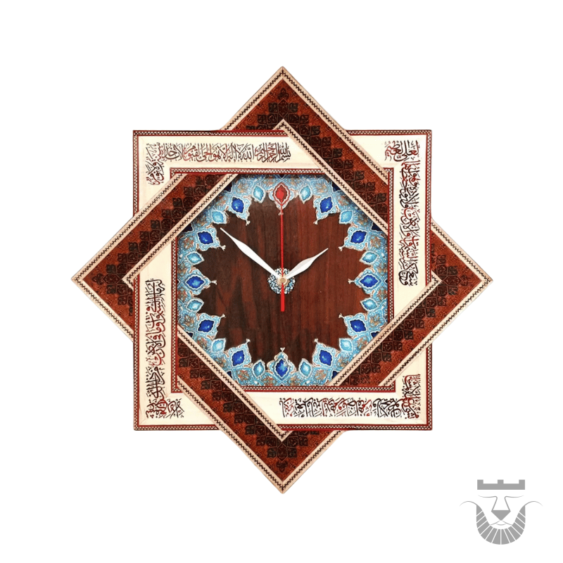 Khatamkari clock with inscription of Ayat al-Kursi