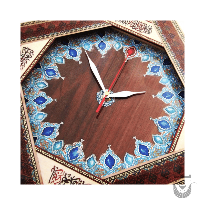 Khatamkari clock with inscription of Ayat al-Kursi