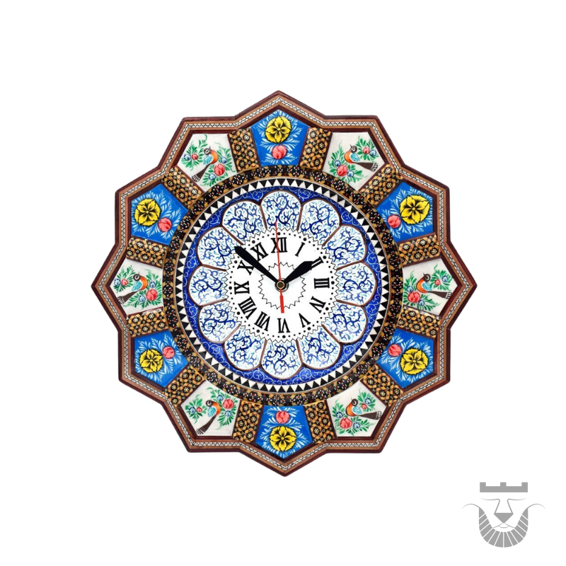 Solar Inspired Minakari Clock with Khatamkari Frame