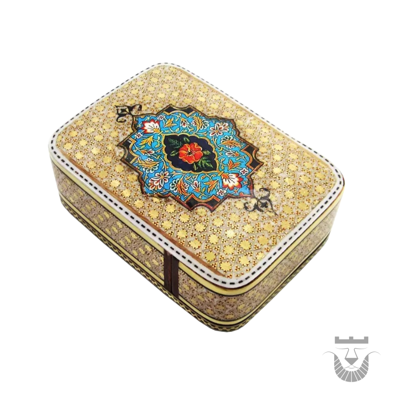 Persian Drops Painted Sliding Box with Khatamkari