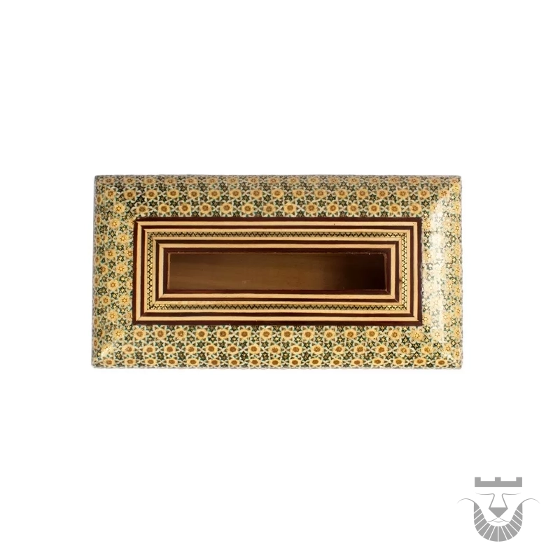 Handcrafted Persian Tissue Box: Khatam Inlay