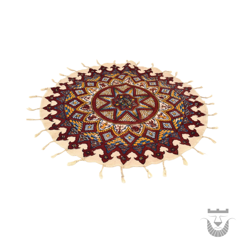 Round Persian Tablecloth: Ghalamkari Design