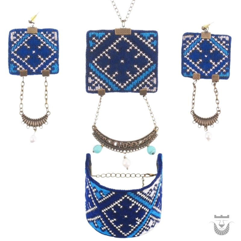 Hand-Stitched Baloch Jewelry Set: Chabahar Sky Model