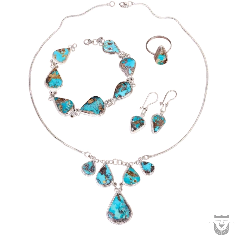 Gorgeous Persian Neyshabur Turquoise Jewelry Set