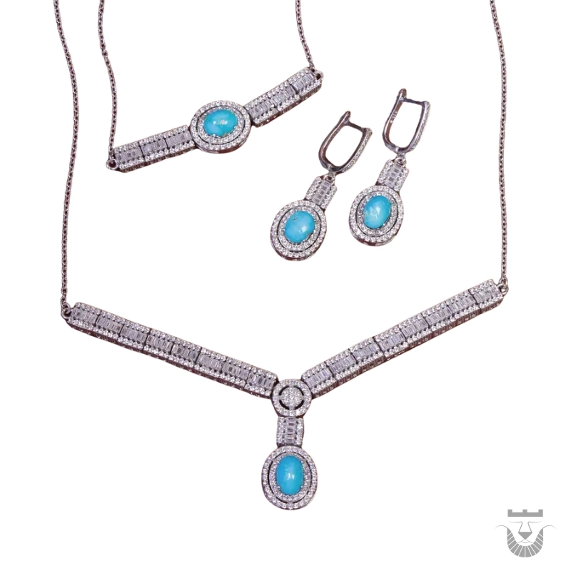 Stunning Iranian Jewelry Set: Neyshabur Turquoise