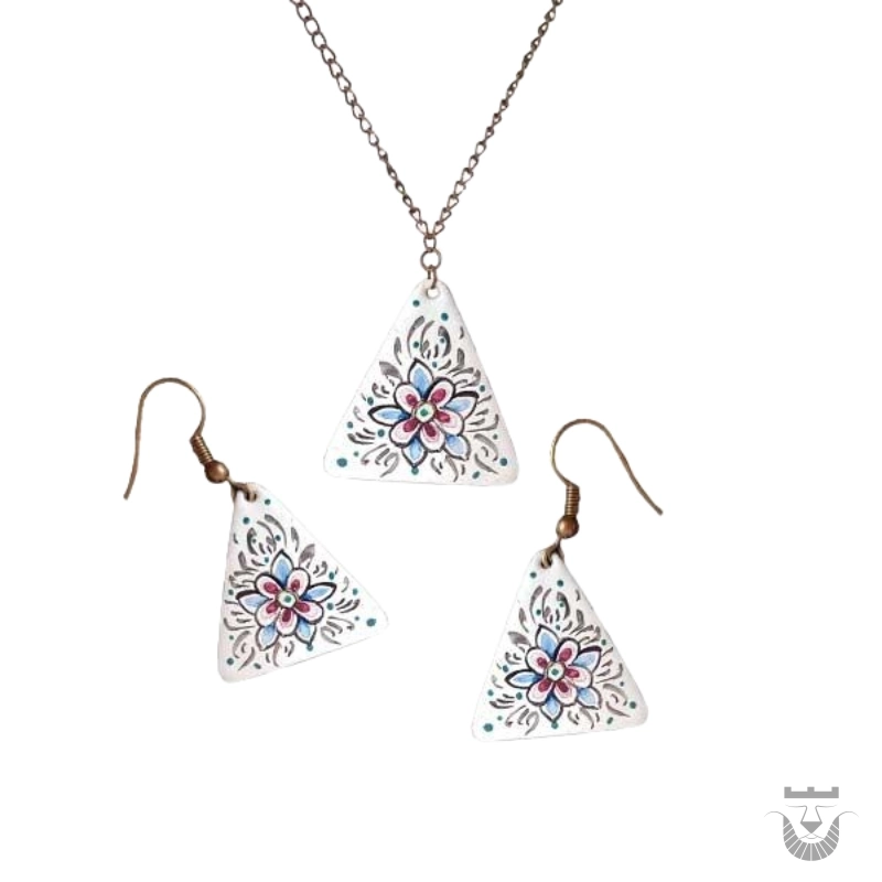 Persian Elegant Triangular Enamel Jewelry Set