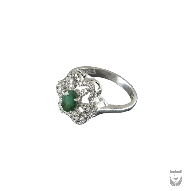 Beautiful Persian Silver Ring with Emerald Stone