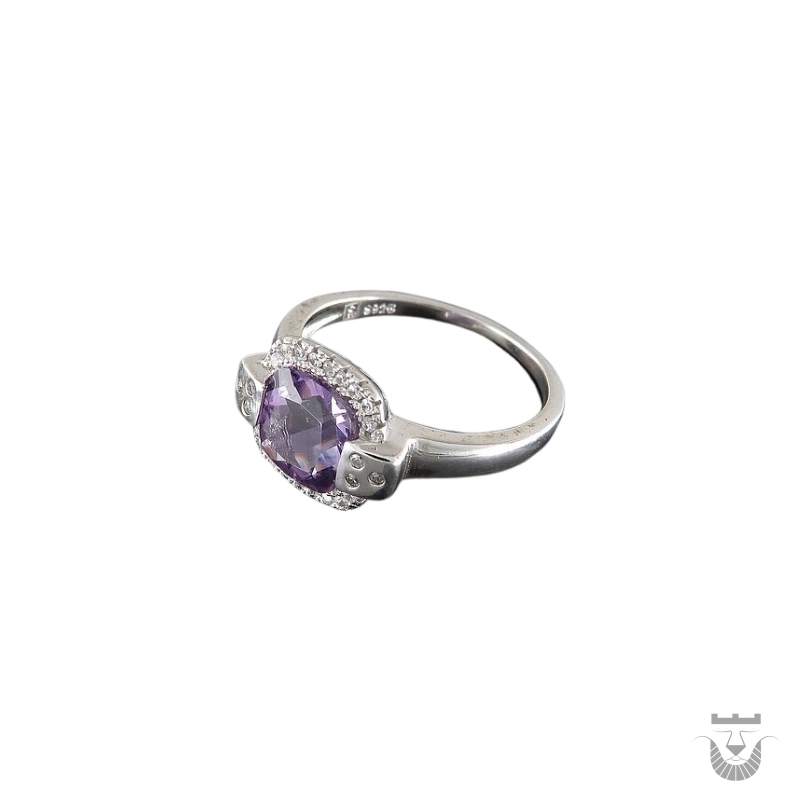 Persian Women's Silver Ring with Amethyst Stone