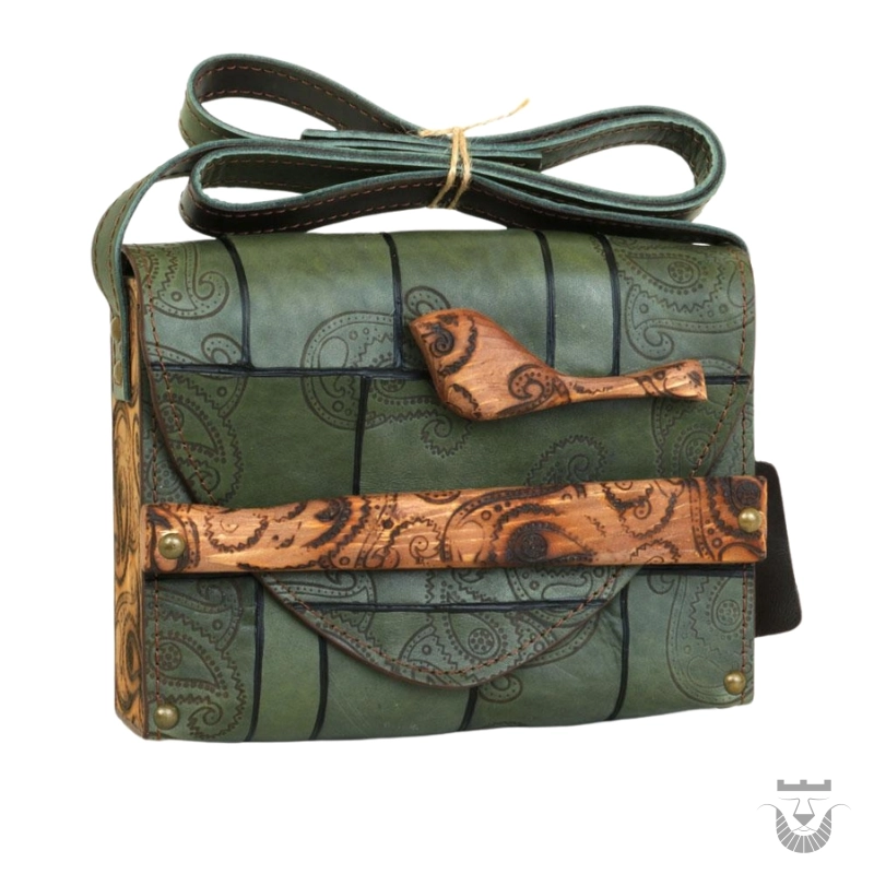 Cute Bird Leather and Wood Persian Bag
