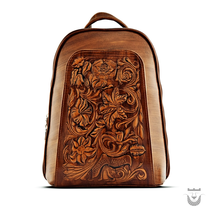 Floral Persian Leather Backpack for Girls