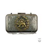 Stunning Hand-Engraved Persian Bag with Lion & Sun Motif