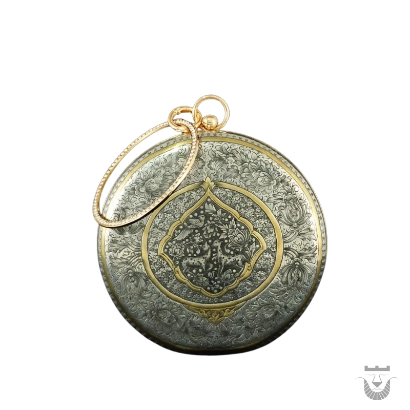Unique Handcrafted Iranian Clutch: Circular Engraved Design