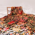 Iranian Scarf: Floral and Calligraphy Design