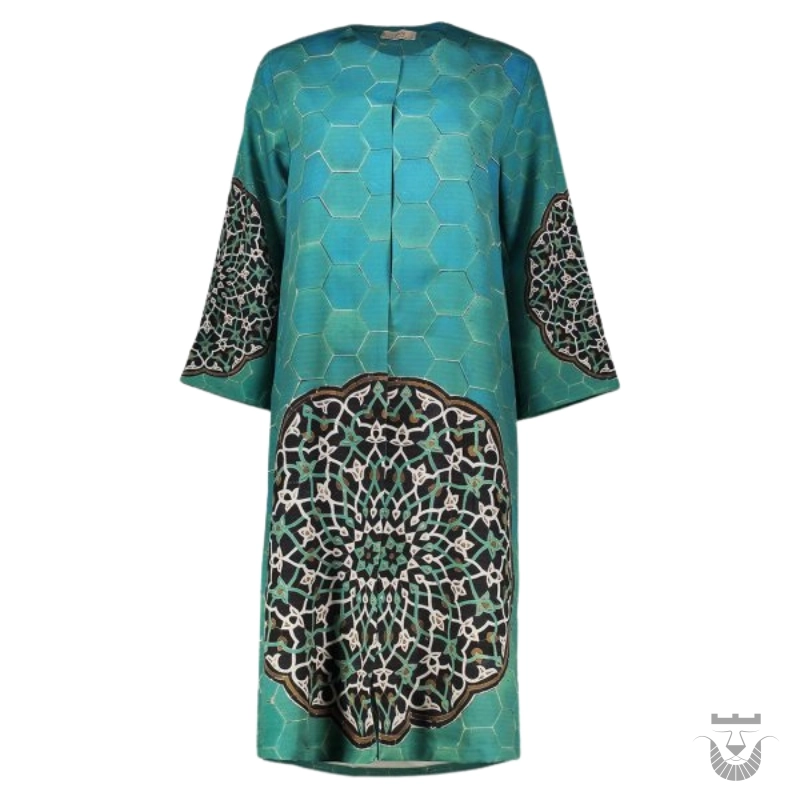 Traditional Persian Manto with Turquoise Tile Pattern
