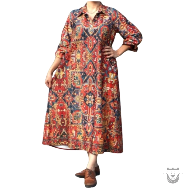 Free Size Persian Manto with Carpet Design