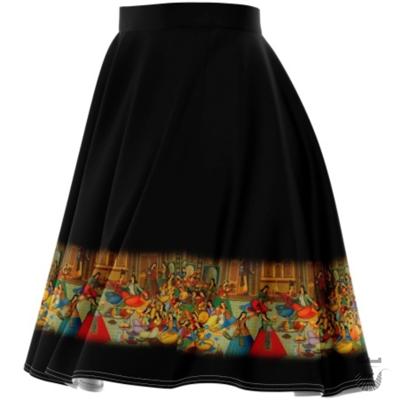 Persian Black Gathered Design Skirt (Free Size)