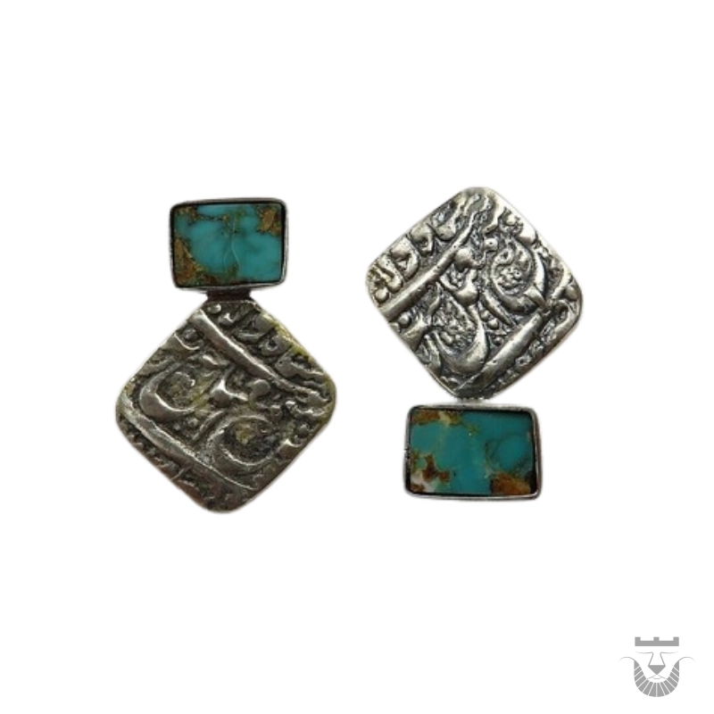 Handmade Persian Earring: Beautiful Traditional Nishaburi Turquoise Silver