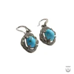 Elegant Nishaburi Turquoise Silver Persian Earrings