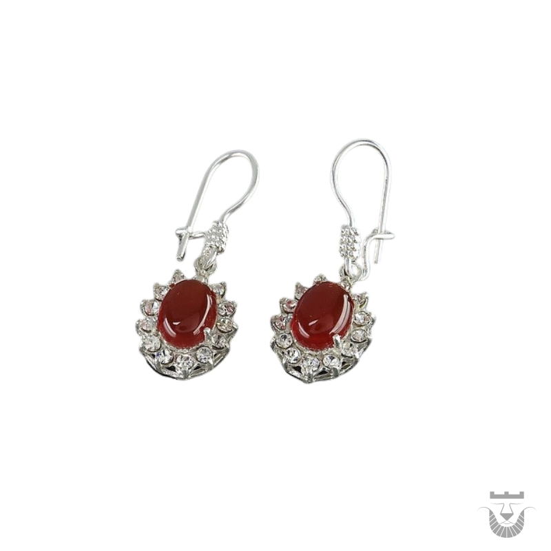 Exquisite Persian Silver Earrings: Nadia Design Agate