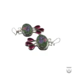 Iranian Handmade Earrings: Silver Jade Painting